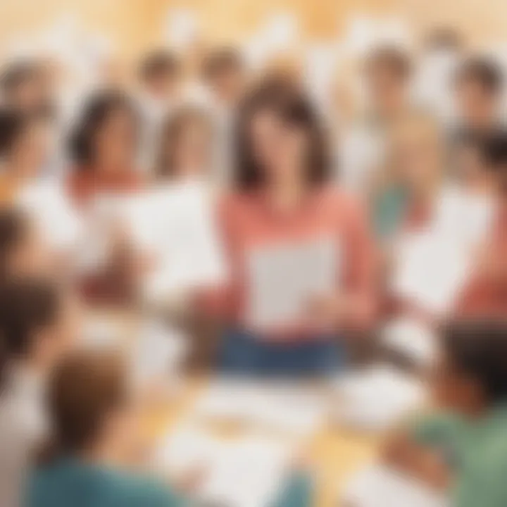 Teacher surrounded by heartfelt thank you notes from students