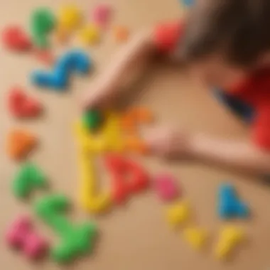 Young child creating letters with playdough