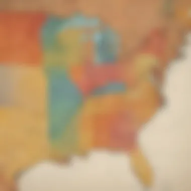 Geometric Elegance: United States Colored Map Detail Intricate Geometric Patterns in United States Colored Map