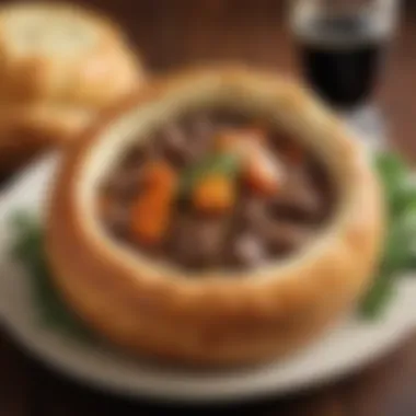 Hearty Irish Stout Beef Stew Served in a Crispy Bread Bowl Irish Stout Beef Stew in Edible Bread Bowl