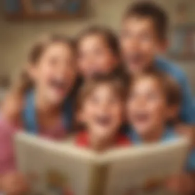 Sharing Laughter Through Stories Illustration of kids sharing a funny story