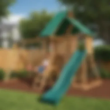 Kids' Playful Swing Set with Slide and Climbing Wall