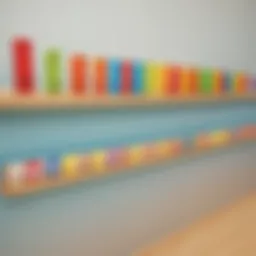 Colorful number line displayed in a kindergarten classroom