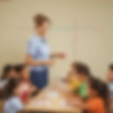 Educator Demonstrating Number Line Concepts Educator demonstrating number line concepts to young learners