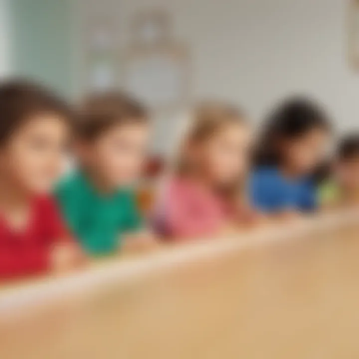 Children engaging with a number line during a math lesson