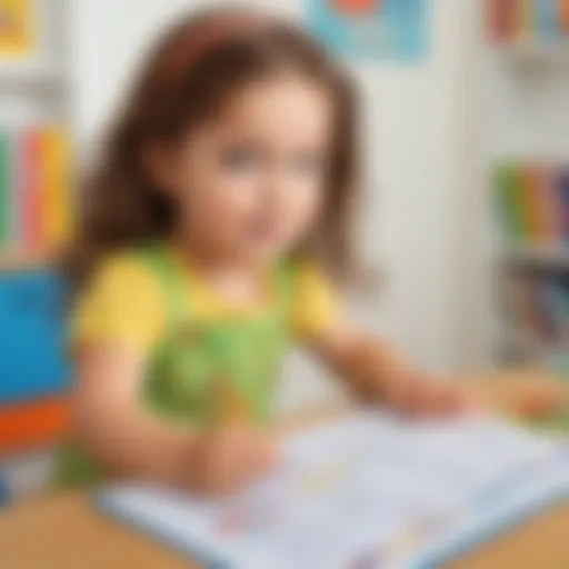 Illustration of a colorful worksheet with sentences for kindergarten reading skills