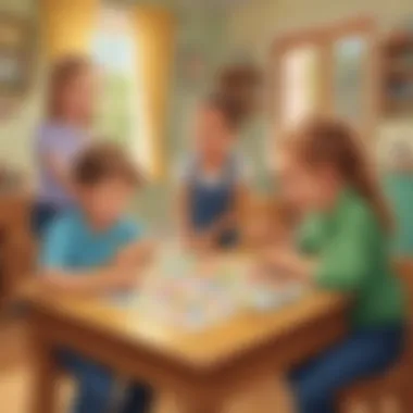 Engaging Rhyming Game for Kids Children engaging with a rhyming game