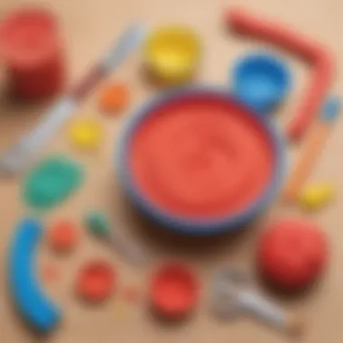Various tools and materials set for Kool-Aid playdough creation