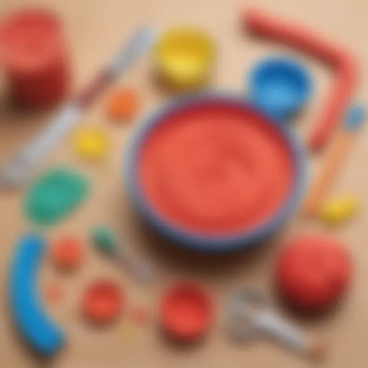 Various tools and materials set for Kool-Aid playdough creation