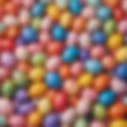 A colorful array of large plastic Easter eggs filled with educational materials