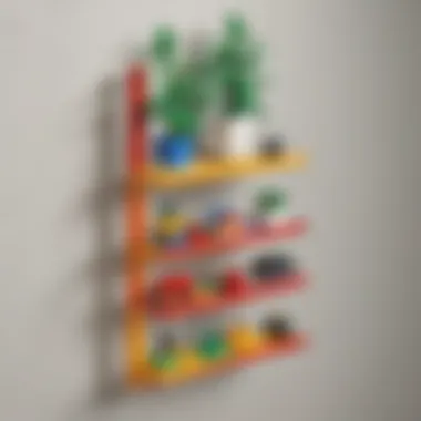 Close-up of LEGO wall hanger rack design details