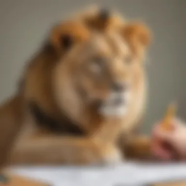 Child Engaged in Lion Coloring Game Illustration of child coloring a lion in online animal coloring game