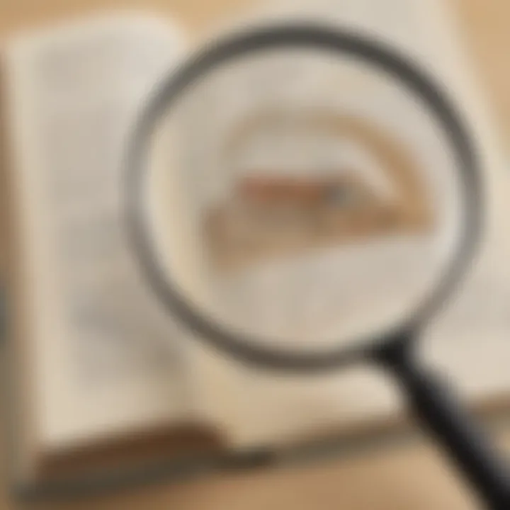 Illustration showcasing a magnifying glass dissecting a book