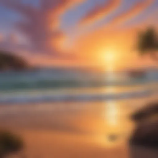 Majestic sunset overlooking pristine beach