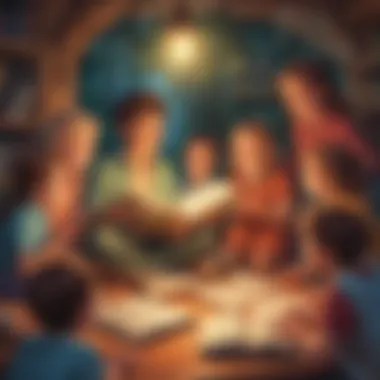 A group of children participating in a storytelling session with vivid illustrations.