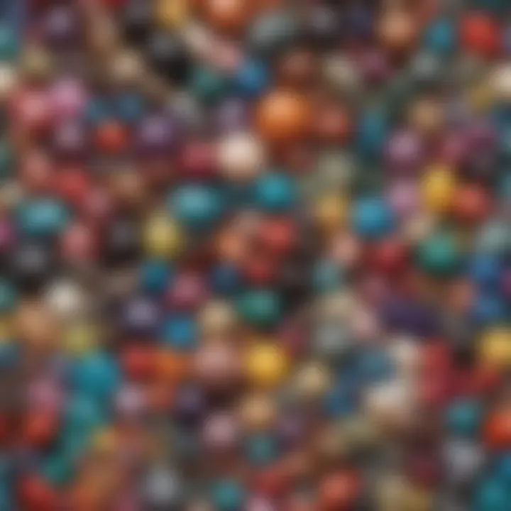 Variety of colorful beads and gemstones for bracelet making