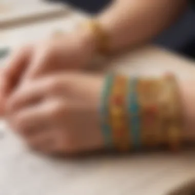 Creative bracelet making process with artistic flair