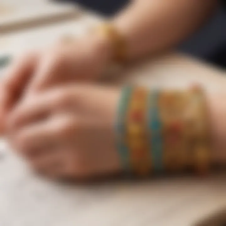 Creative bracelet making process with artistic flair