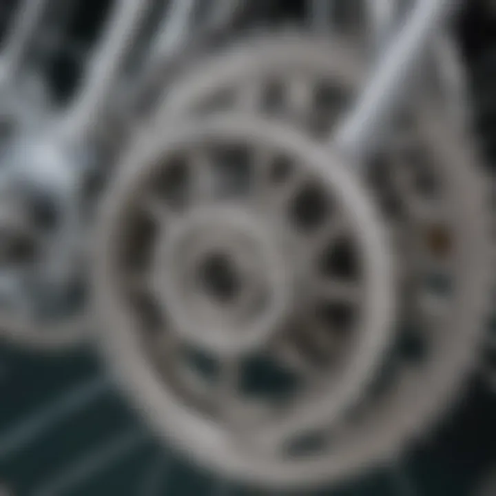 Close-up of bicycle gears in motion