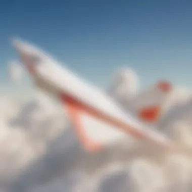 Paper airplane soaring high in the sky