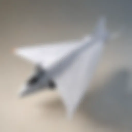Sleek paper airplane cutting through the air