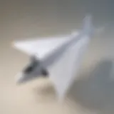 Aerodynamic Excellence Sleek paper airplane cutting through the air