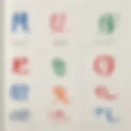 Illustration of the basic strokes used in letter drawing