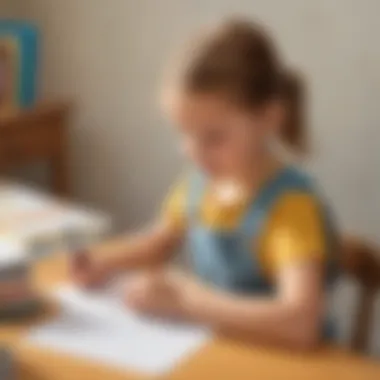 Fostering Confidence in Young Artists A child engaging in letter drawing with encouragement