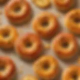 Golden brown pizza bagels with melted cheese