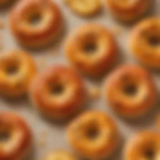 Golden brown pizza bagels with melted cheese