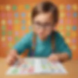 Illustration of a child engaged in a creative counting exercise