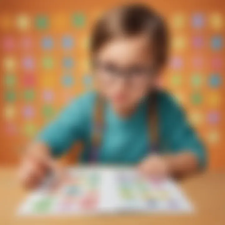 Illustration of a child engaged in a creative counting exercise