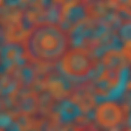 A colorful doodle depicting various abstract shapes and patterns