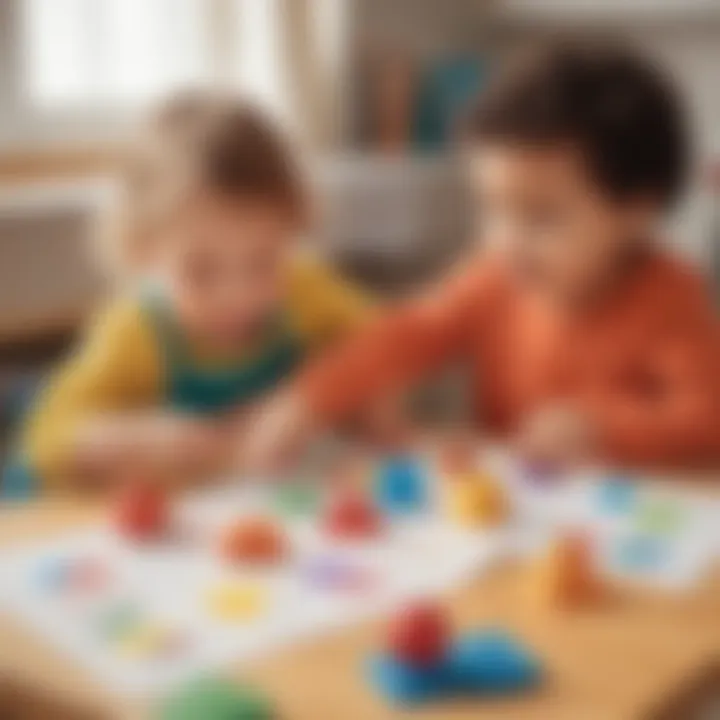 Preschoolers exploring shapes with interactive tools