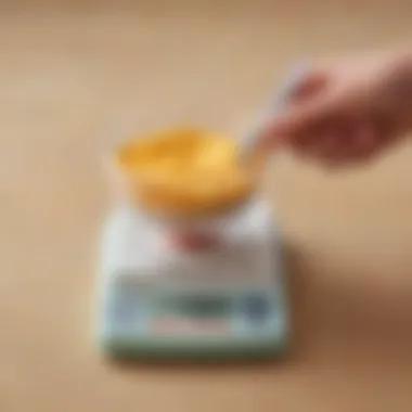 Playdoh ingredients being measured on a scale