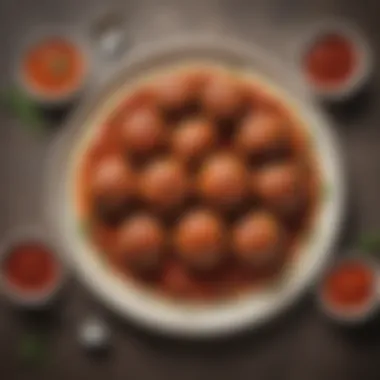 Flavorful Meatless Balls with Sauces An artistic arrangement of meatless balls alongside various dipping sauces, emphasizing flavor pairings.
