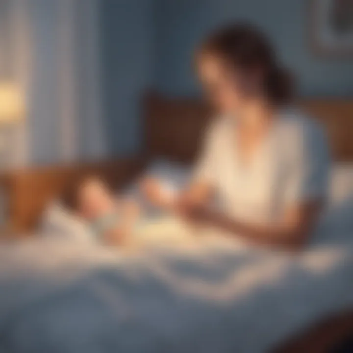 Illustration depicting a parent and child engaging in a bedtime routine