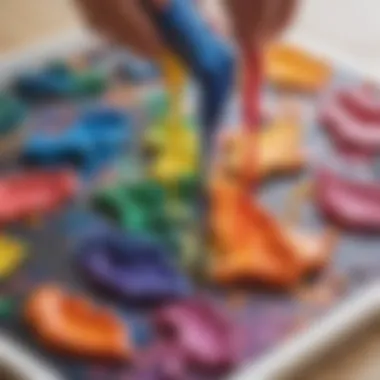 Pouring Creativity: Molded Shapes from Melted Crayons Close-up of melted crayons being poured into molds