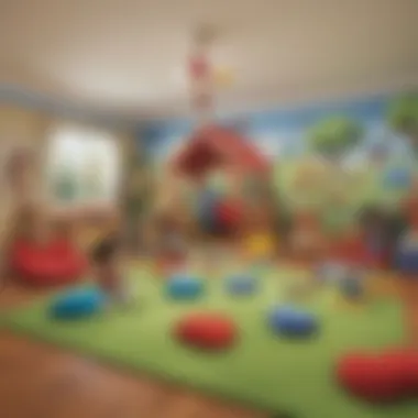 Engaging Play Area with Mickey Mouse Clubhouse Decorations Children enjoying a play area decorated with Mickey Mouse Clubhouse themes