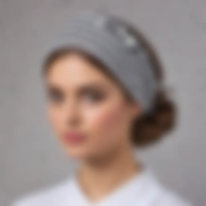 Chic Monochrome Striped Headband with Button for Nurses