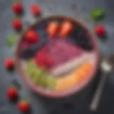 A vibrant smoothie bowl topped with fresh berries and chia seeds