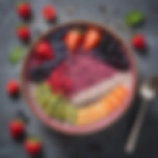 A vibrant smoothie bowl topped with fresh berries and chia seeds