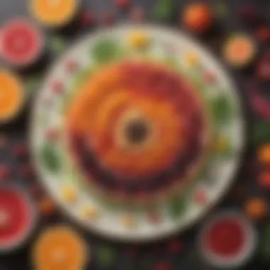Culinary Presentation with Natural Food Colors A colorful dish enhanced with natural food colors, emphasizing health and aesthetics