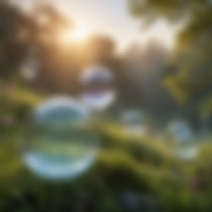 Ethereal bubbles floating against a backdrop of nature