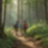 Children exploring a forest during a nature scavenger hunt