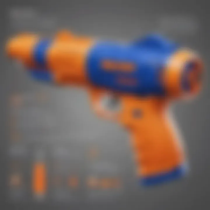 Close-up of the Nerf Dog Blaster showcasing its features and design