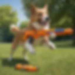 Nerf Dog Blaster in action during a sunny outdoor playtime