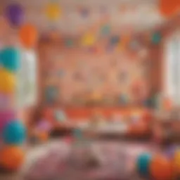 Colorful Nickelodeon birthday decorations featuring popular characters