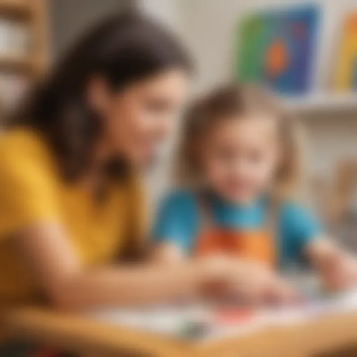 Parent and child engaging in a creative art project together