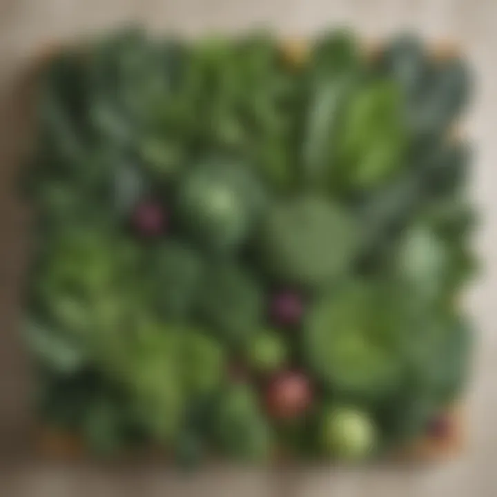 Assortment of leafy green vegetables for smoothie